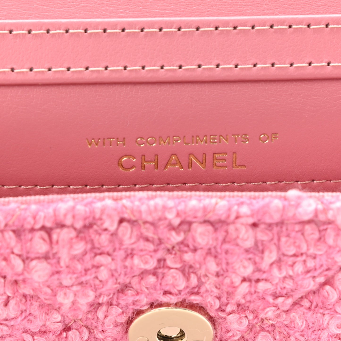 Tweed Quilted Flap Chain Waist Bag Pink
