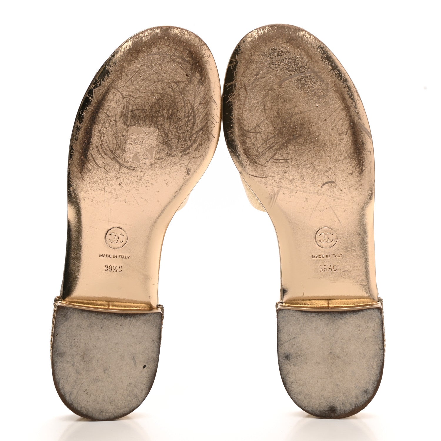 Chanel Metallic Lambskin CC Braided Mules 39.5 Gold 6 of 12