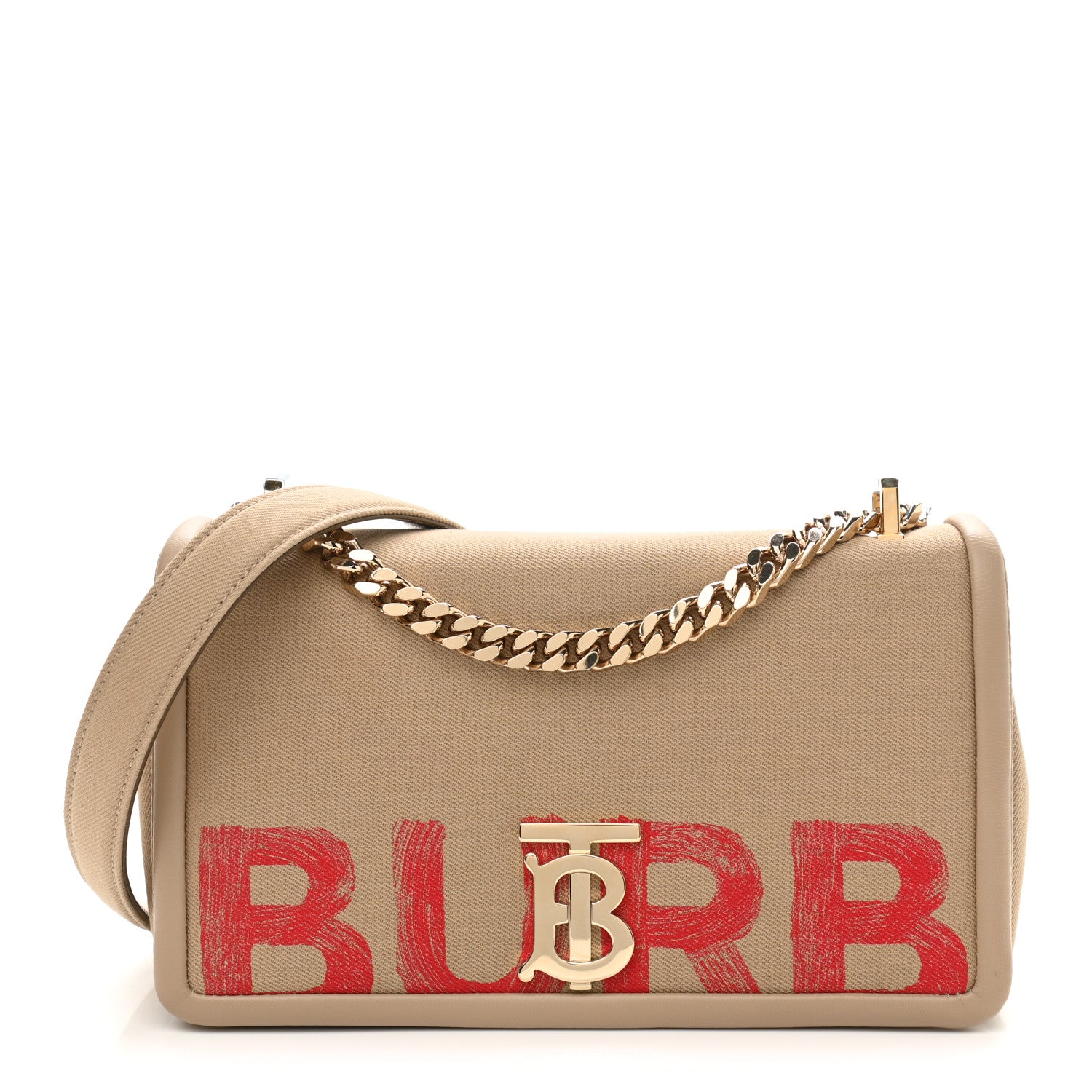 Burberry Canvas Print Small Lola Bag Honey Red 1 of 9