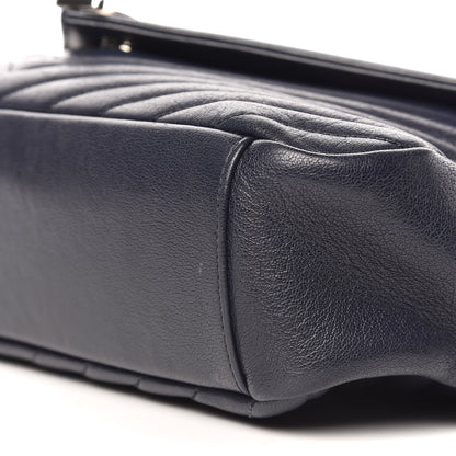 Saint Laurent Sheepskin Matelasse Chevron Monogram Large College Satchel Navy Blue 11 of 12