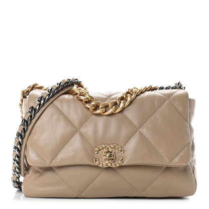 Chanel Quilted Large Chanel 19 Flap Dark Beige 1 of 17