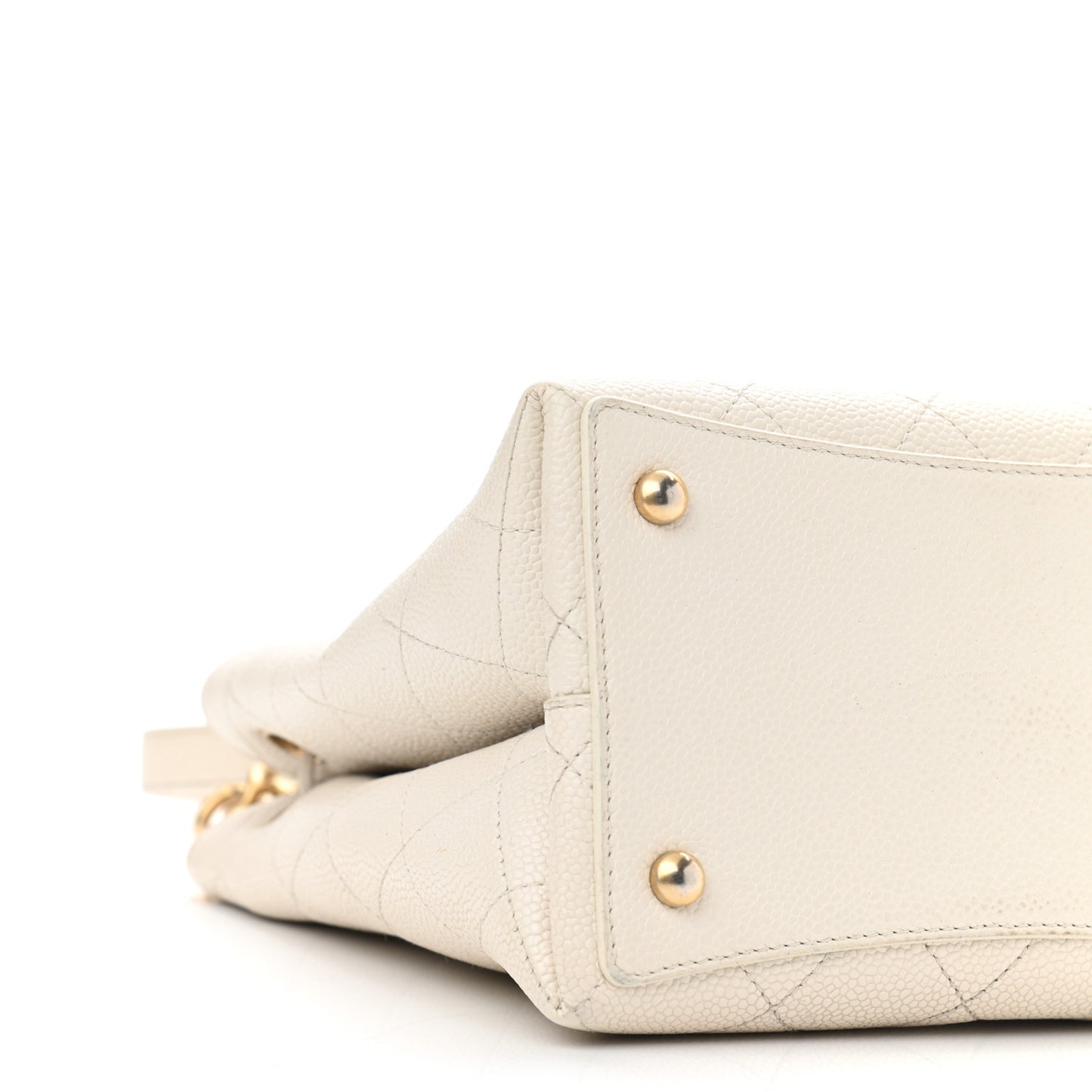 Caviar Diamond Stitched CC Bucket Drawstring Bag White