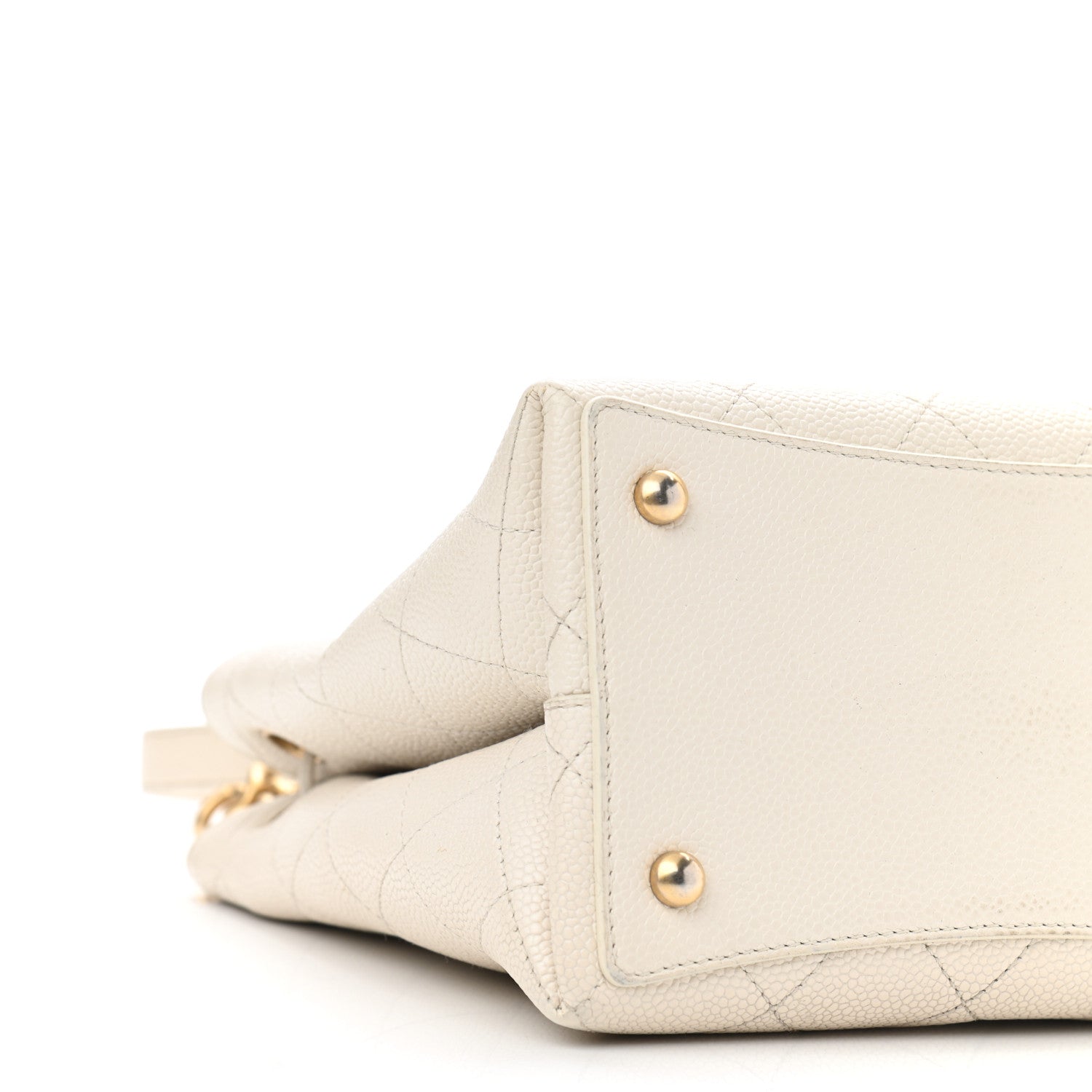 Chanel Caviar Diamond Stitched CC Bucket Drawstring Bag White 13 of 14