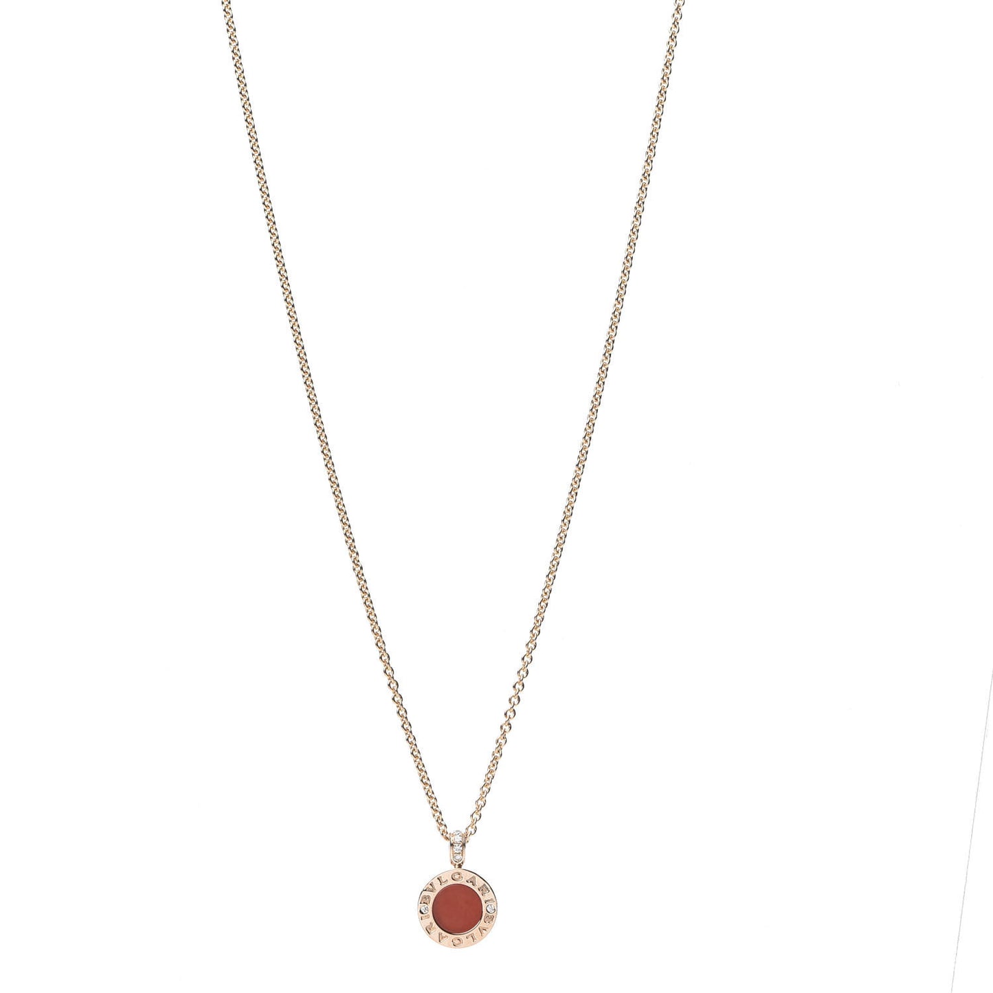 18K Rose Gold Diamond Mother of Pearl Carnelian BVLGARI BVLGARI Pendant Necklace