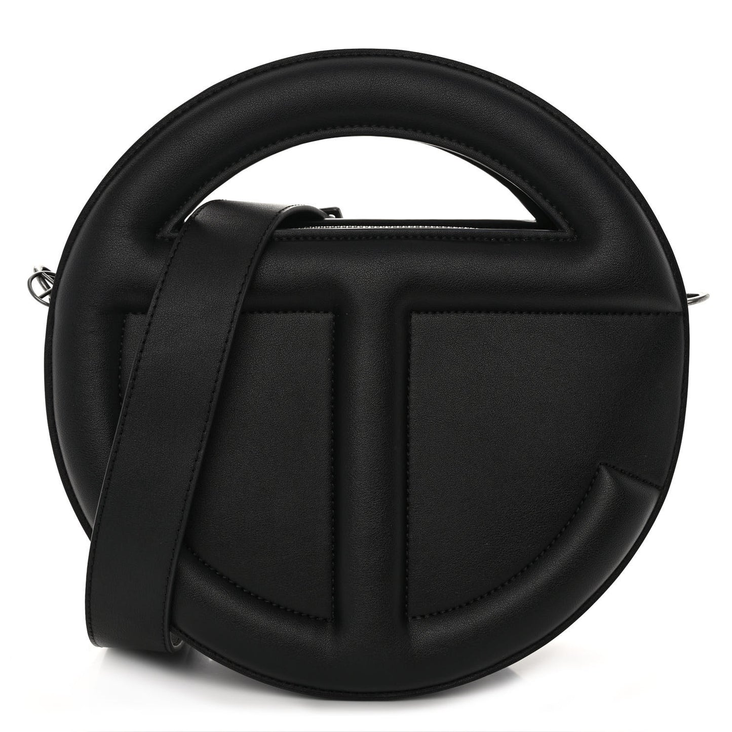 Vegan Leather Round Circle Bag Black