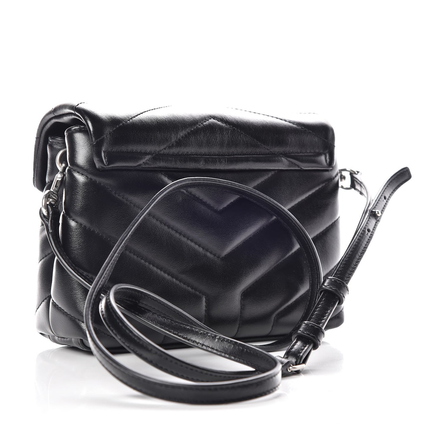 Calfskin Y Quilted Monogram Toy Loulou Crossbody Bag Black