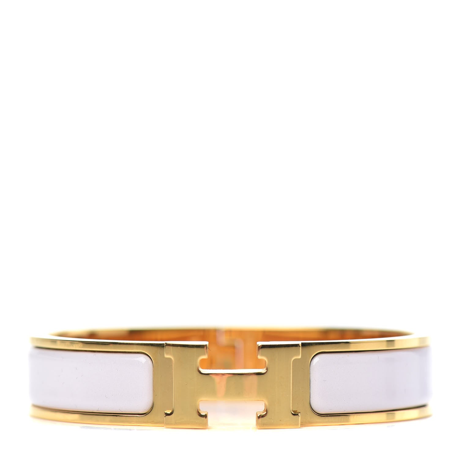 Hermes Enamel Narrow Clic Clac H Bracelet PM White 1 of 6