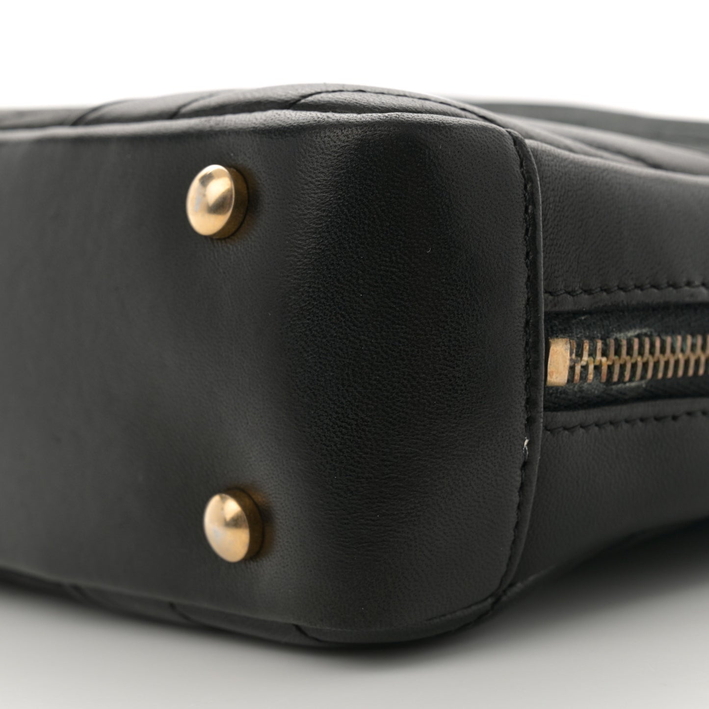 Iridescent Calfskin Lambskin Chevron Quilted Camera Case Black