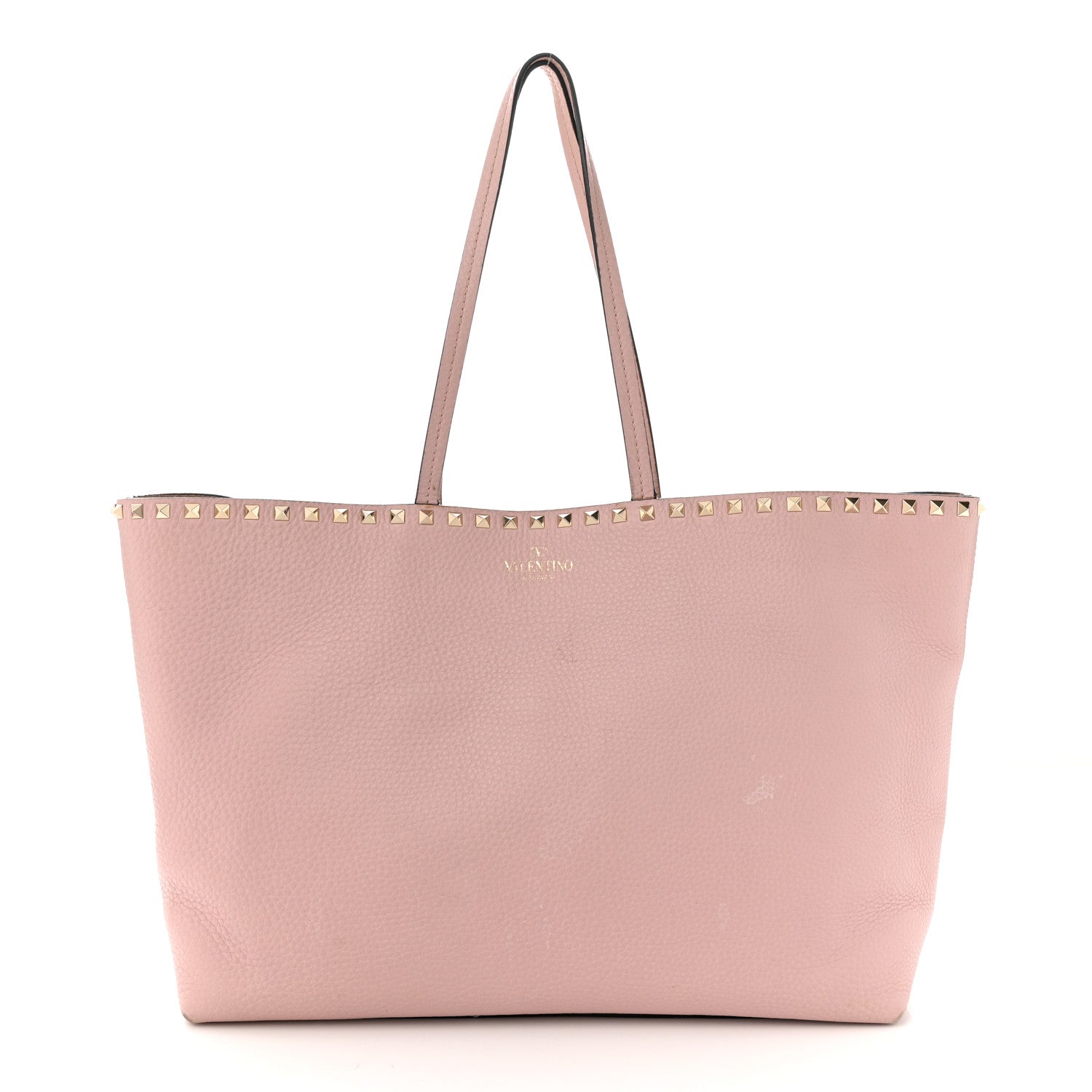 Valentino Garavani Grained Calfskin Rockstud Shoulder Tote Water Rose 1 of 14