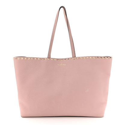 Valentino Garavani Grained Calfskin Rockstud Shoulder Tote Water Rose 1 of 14