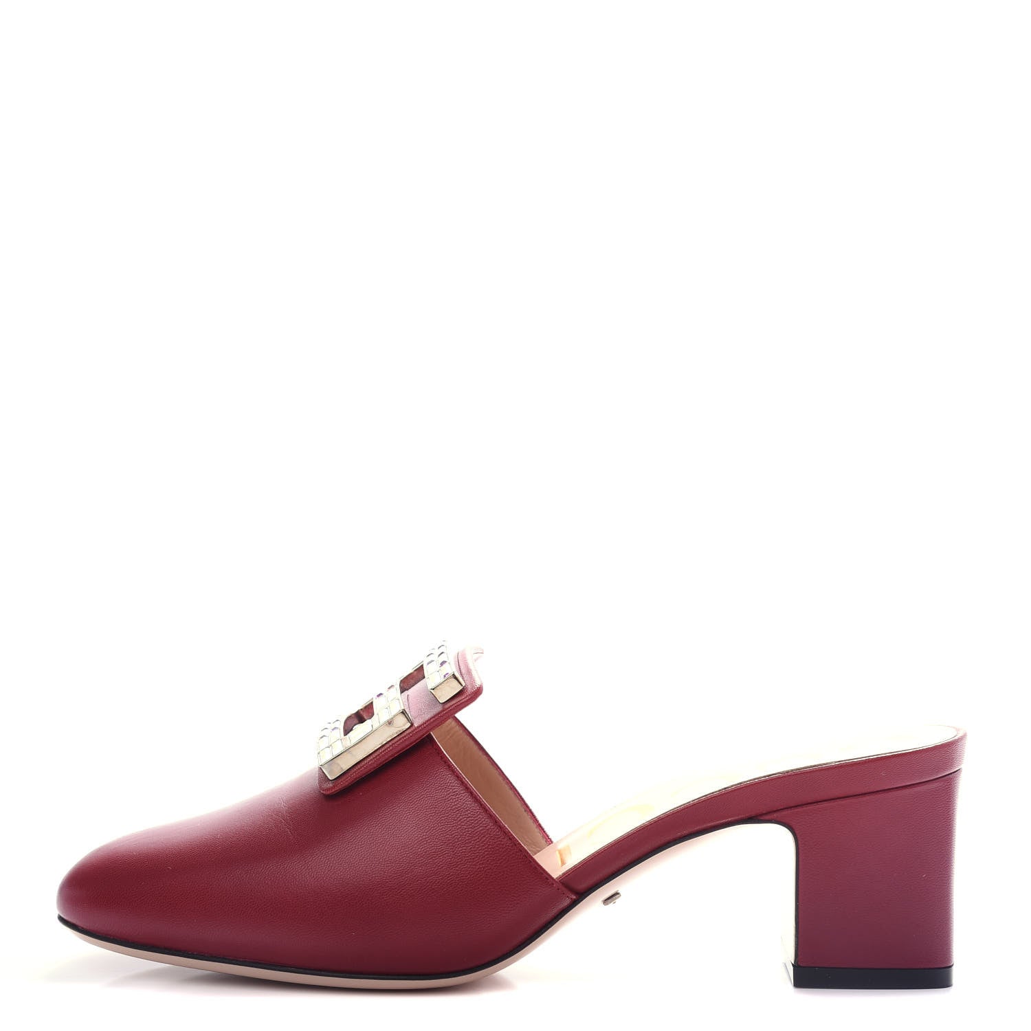 Gucci Malaga Kid Crystal Square G Madelyn Mules 37.5 Romantic Cerise 1 of 11
