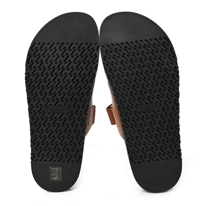 Hermes Calfskin Mens Chypre Sandals 44 Gold 5 of 10