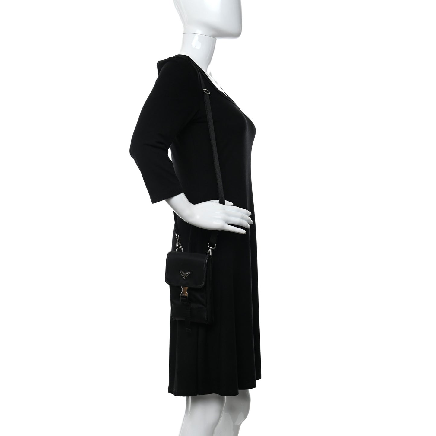Tessuto Nylon Saffiano Phone Case Crossbody Black