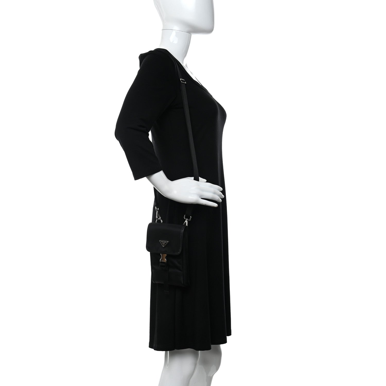 Prada Tessuto Nylon Saffiano Phone Case Crossbody Black 2 of 9
