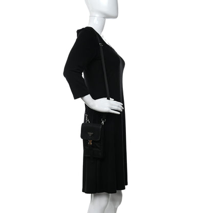 Prada Tessuto Nylon Saffiano Phone Case Crossbody Black 2 of 9