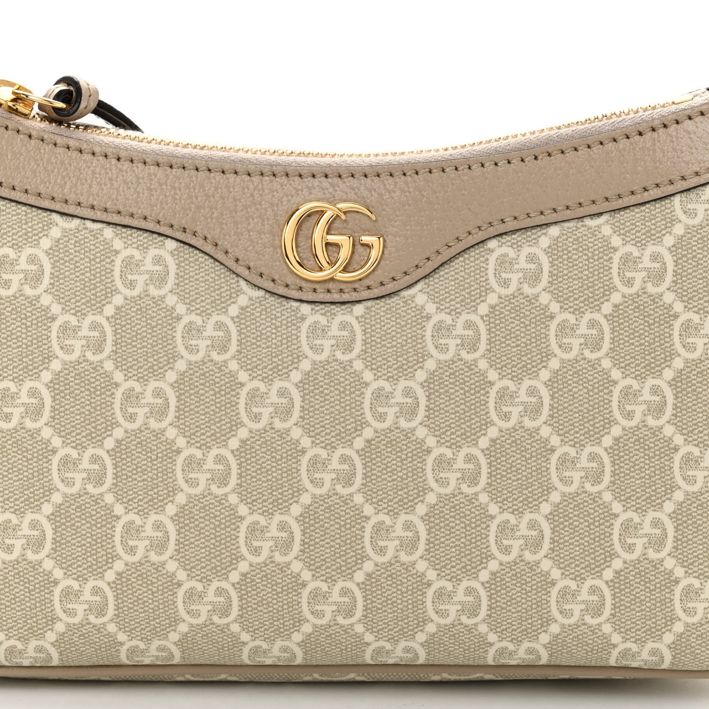 GG Supreme Monogram Textured Dollar Calfskin Small Ophidia Hobo Beige Mystic White Oatmeal