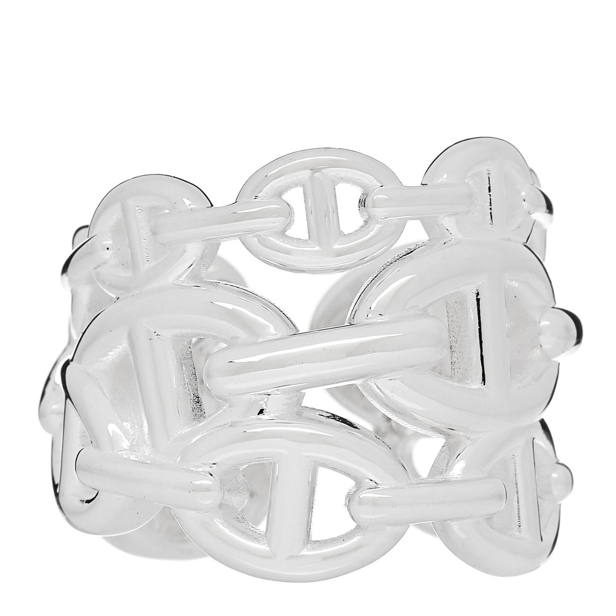 Hermes Sterling Silver GM Chaine d'Ancre Enchainee Band Ring 54 6.75 1 of 6