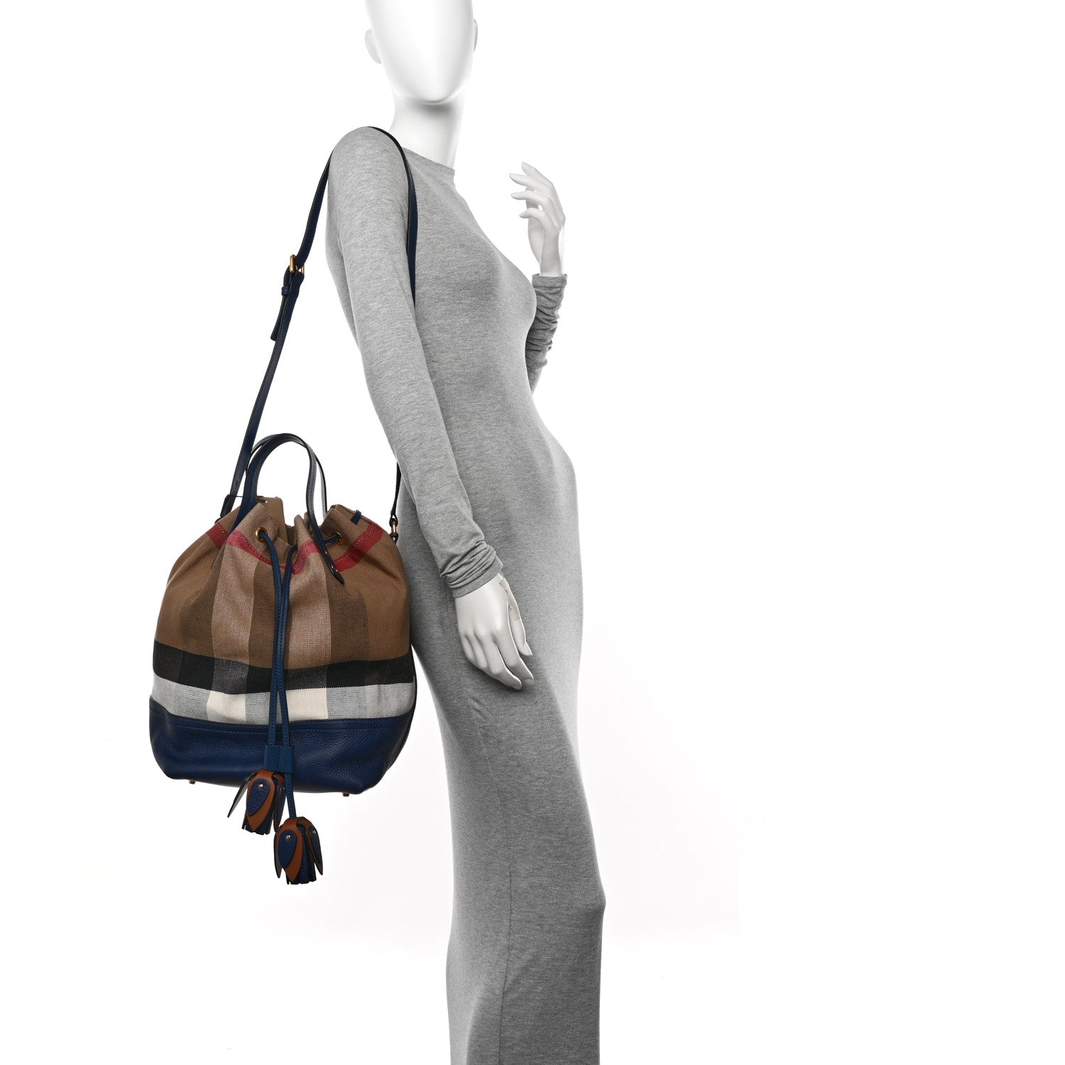 Burberry Grainy Calfskin House Check Canvas Heston Crossbody Blue 2 of 11