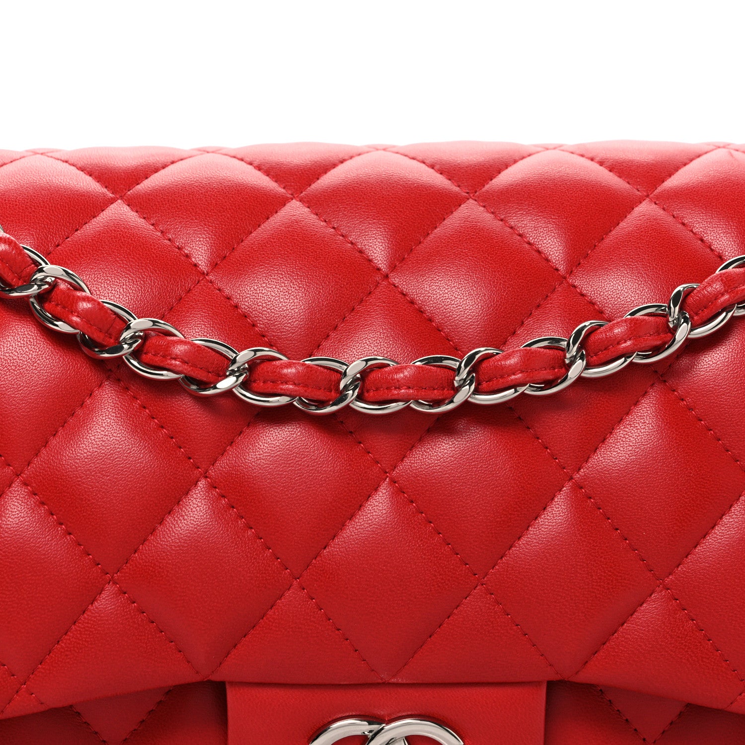 Chanel Lambskin Quilted Jumbo Double Flap Red 7 of 9