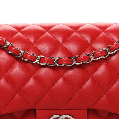 Chanel Lambskin Quilted Jumbo Double Flap Red 7 of 9