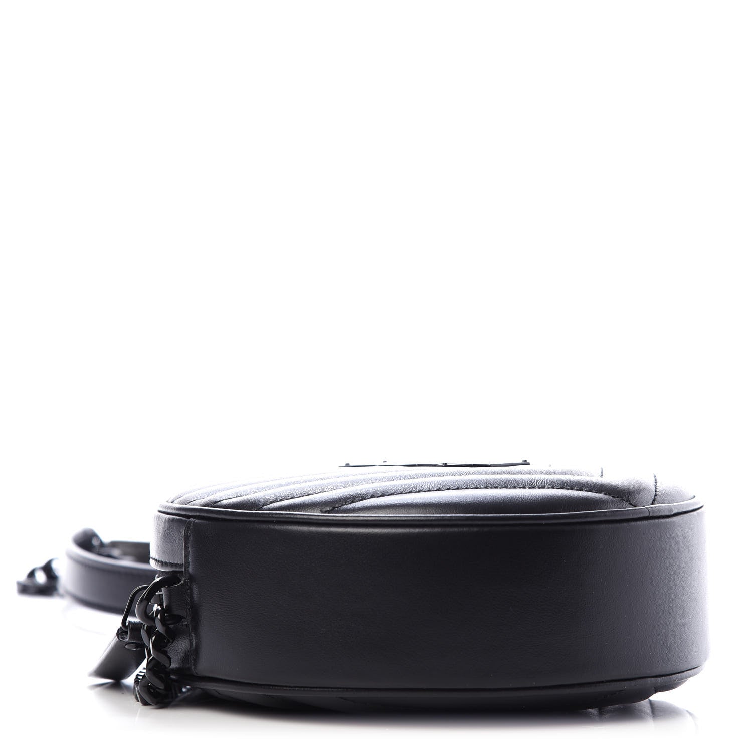Saint Laurent Calfskin Matelasse Chevron Round Vinyle Camera Bag Black 4 of 10