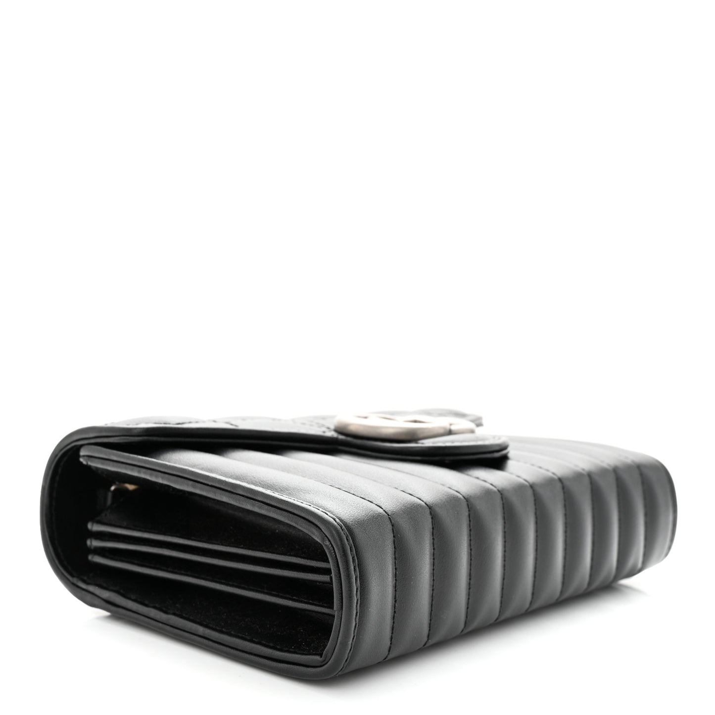 Calfskin Matelasse Aria GG Marmont Chain Wallet Black