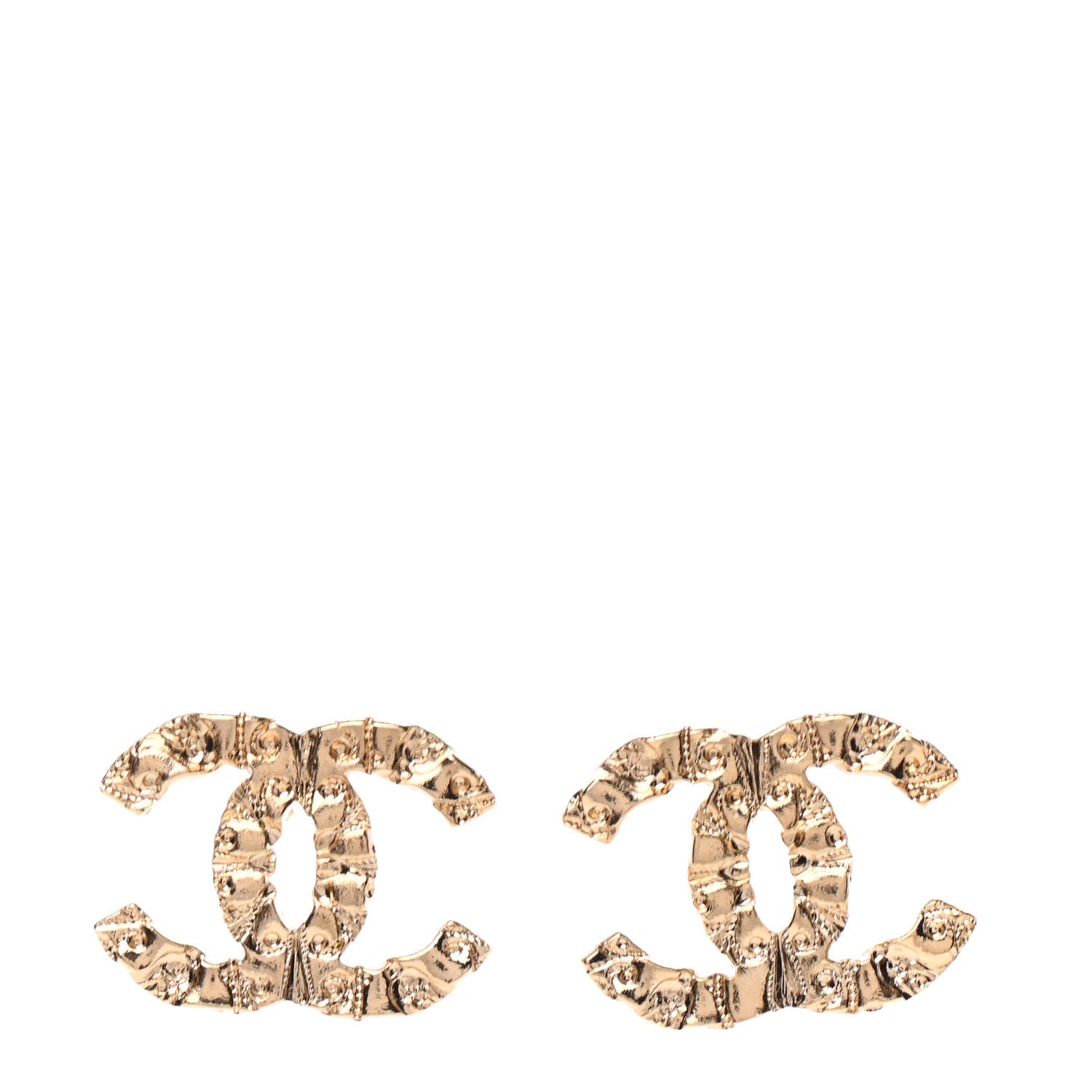 Chanel Metal Textured CC Earrings Gold 1 of 5