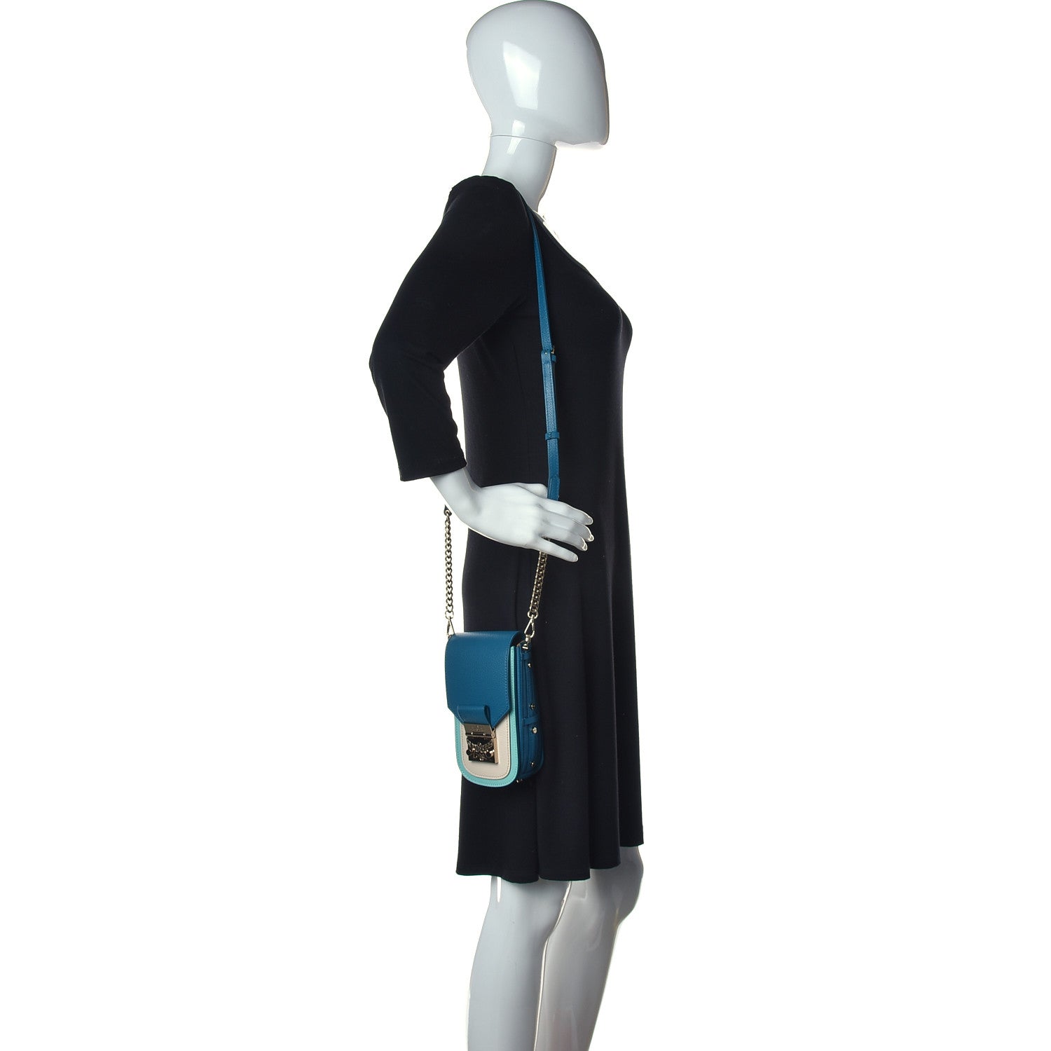 MCM Calfskin X-Mini Patricia Crossbody Deep Lagoon 2 of 8