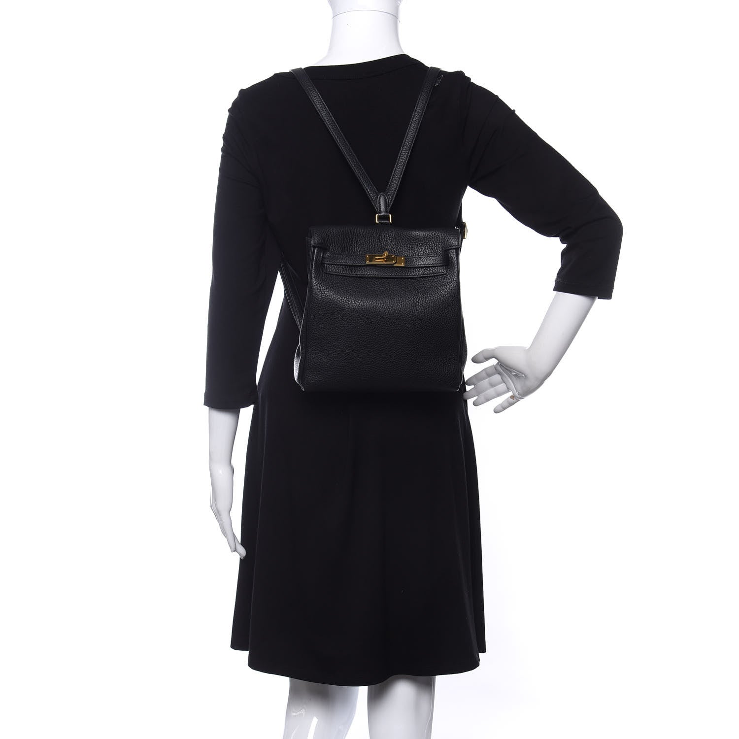 Hermes Taurillon Clemence Kelly Ado Backpack Black 4 of 20