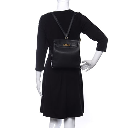 Hermes Taurillon Clemence Kelly Ado Backpack Black 4 of 20