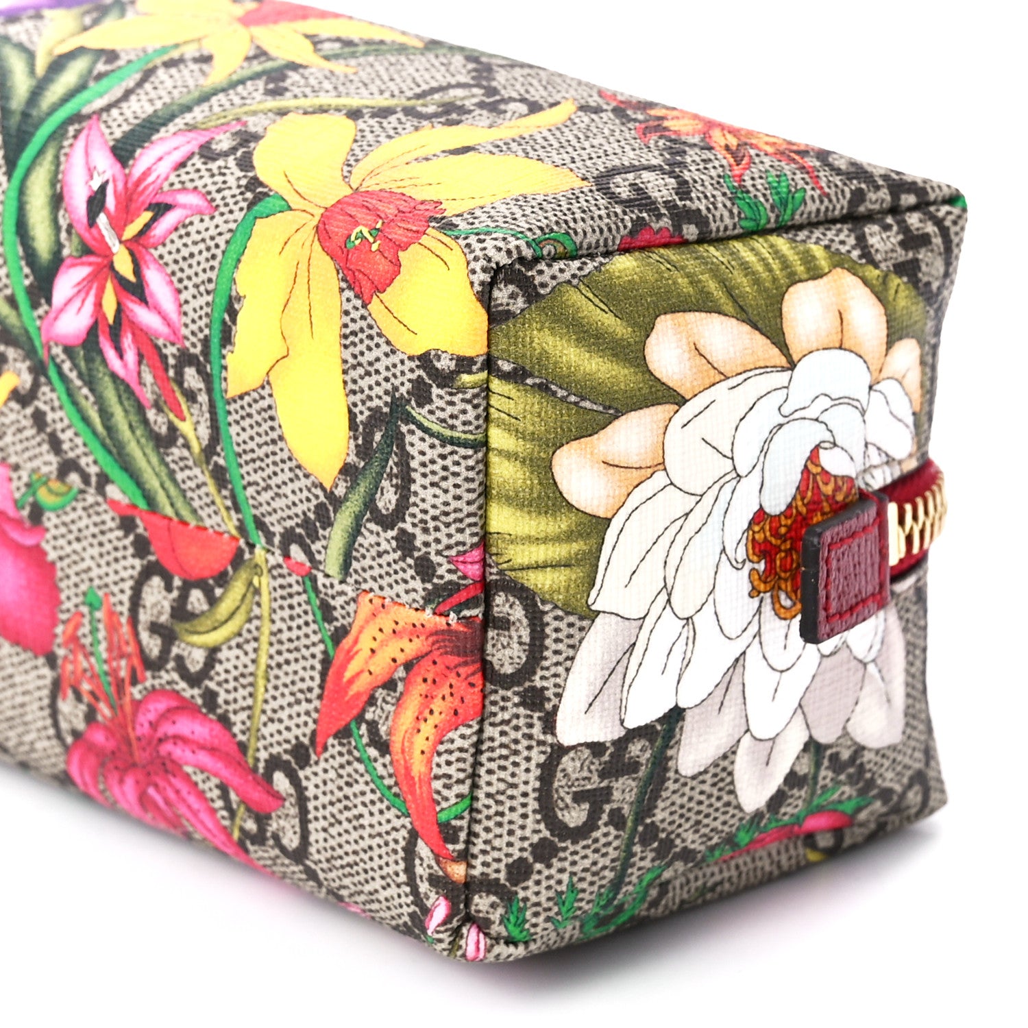 Gucci Soft GG Supreme Monogram Flora Calfskin Small Ophidia Cosmetic Case Beige Ebony Multicolor Rosso 10 of 11