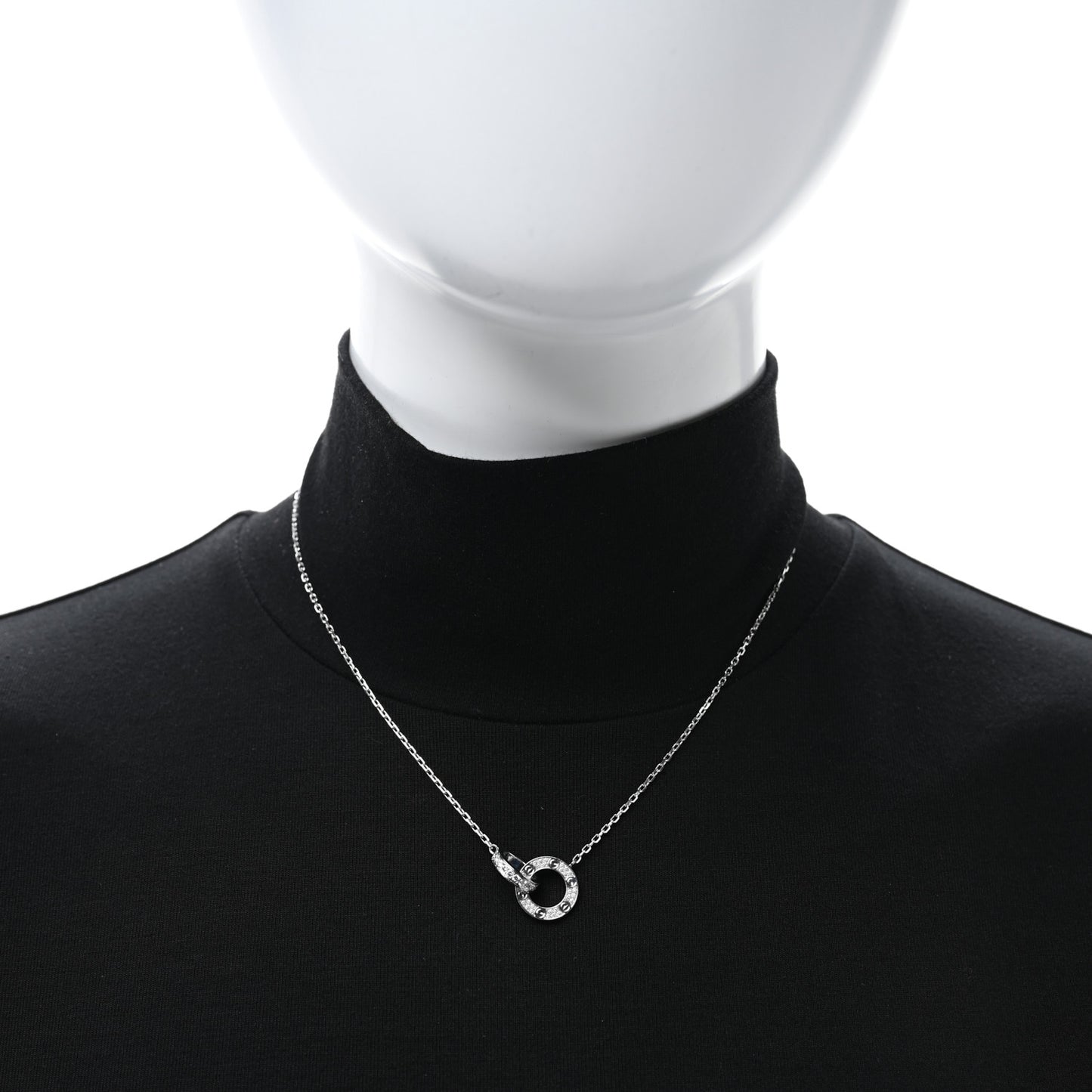 18K White Gold Diamond Interlocking LOVE Paved Necklace