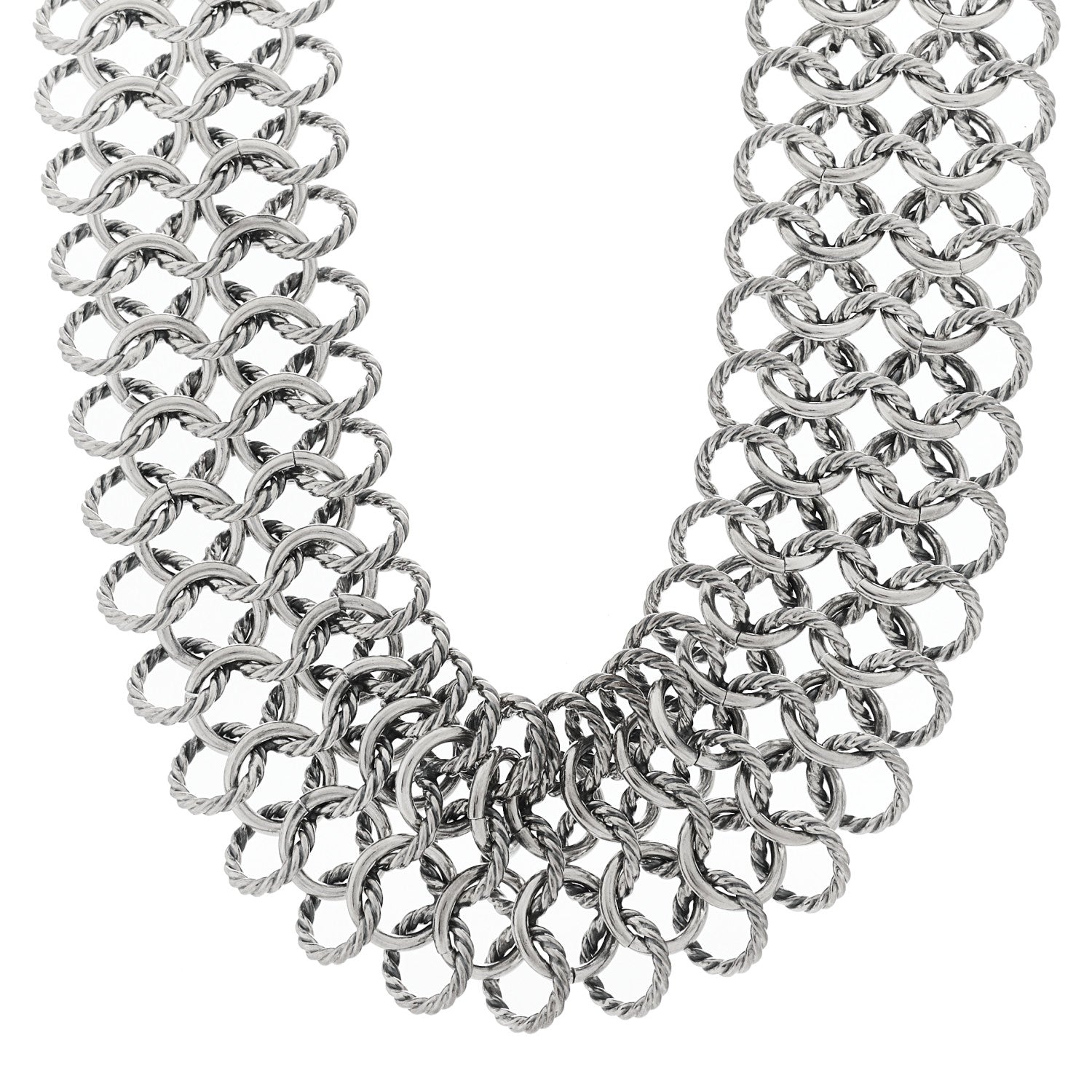 David Yurman Sterling Silver 18K Yellow Gold Atlas Chain Mail Necklace 1 of 6