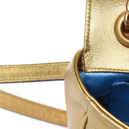 Gucci Metallic Calfskin Matelasse Mini GG Marmont Shoulder Bag Gold Pink 8 of 11
