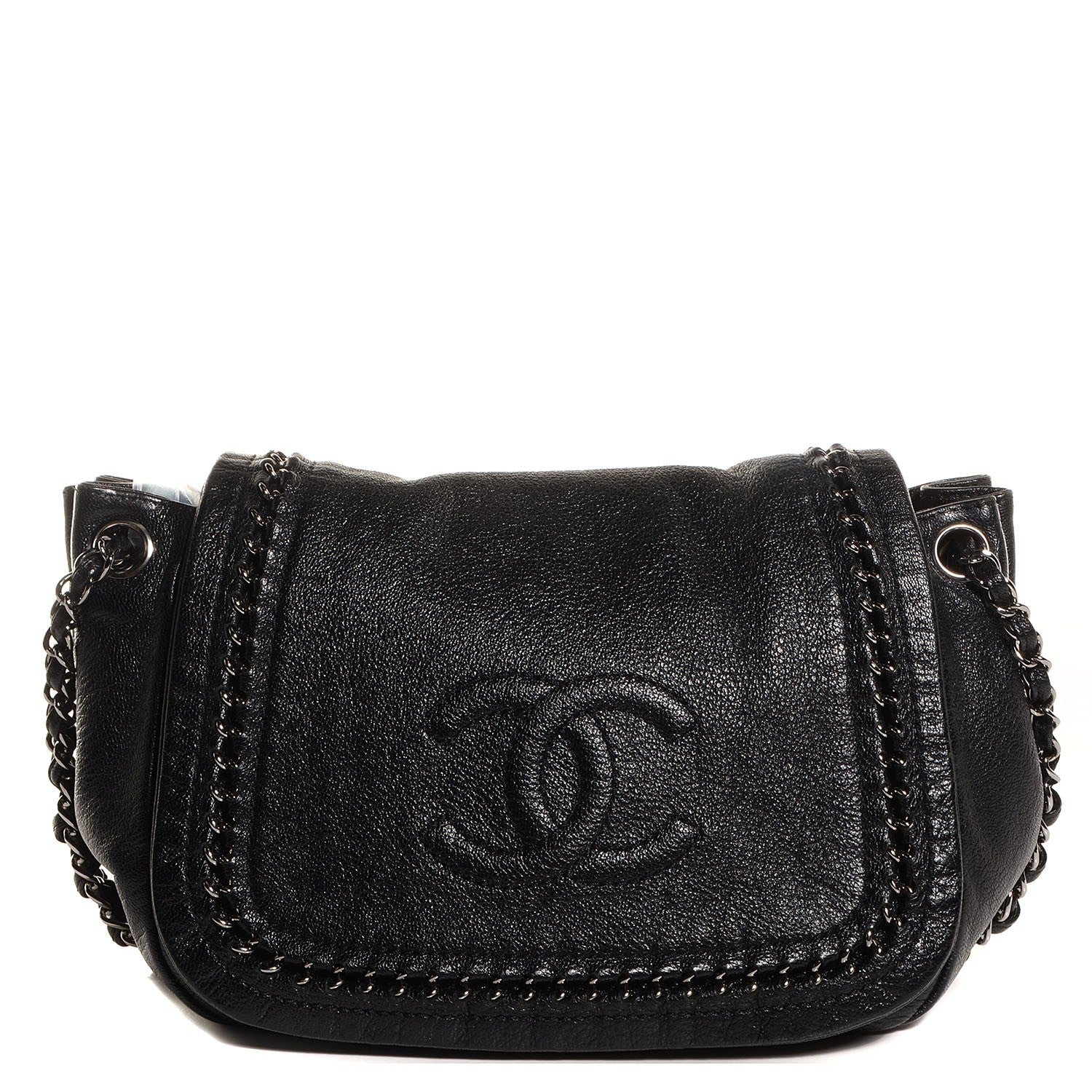 Chanel Metallic Goatskin Luxe Ligne Flap Bag Black 1 of 7