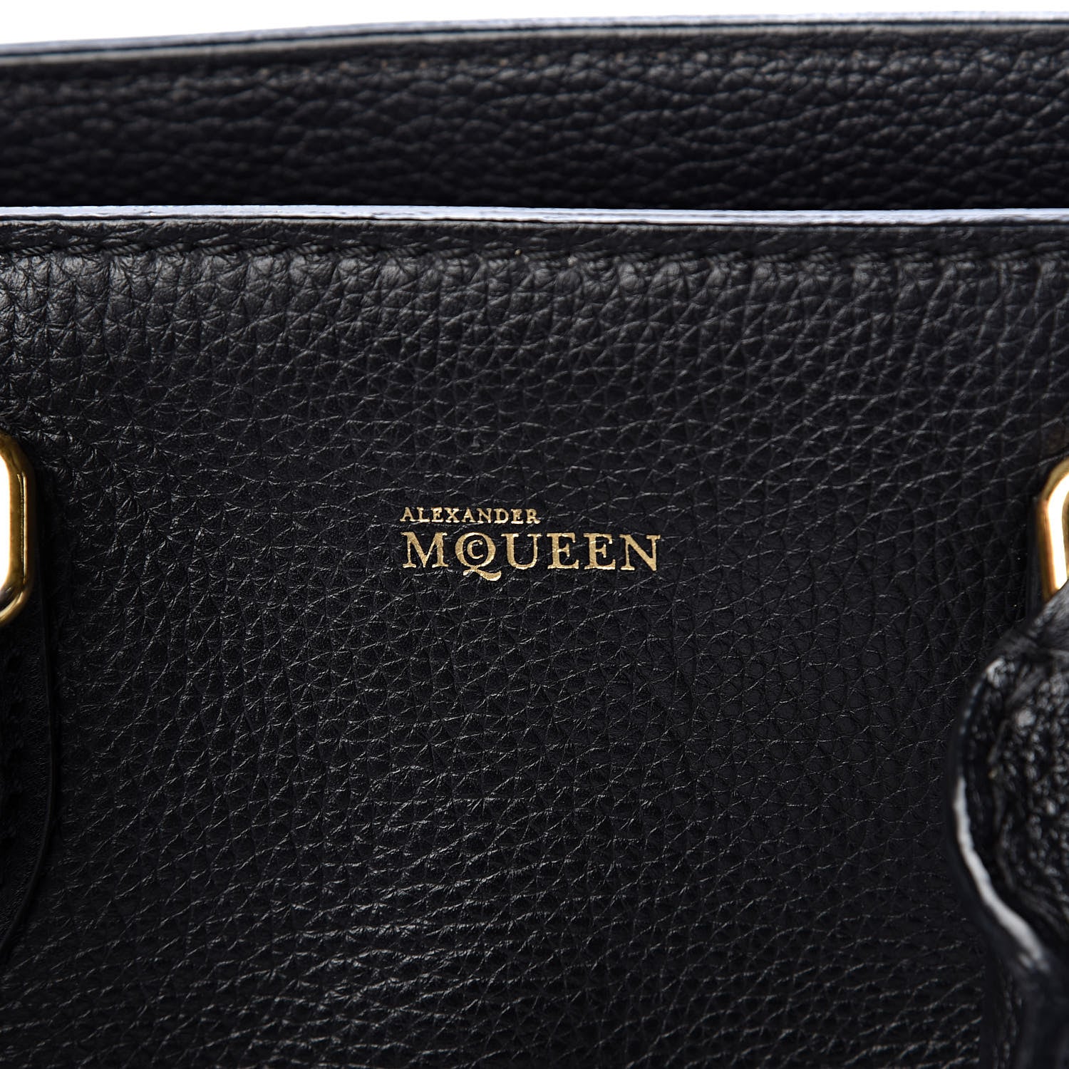 Alexander McQueen Pebbled Calfskin Small Skull Padlock Zip Around Tote Black 7 of 13