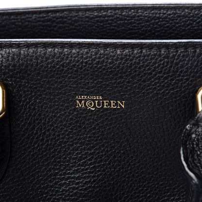 Alexander McQueen Pebbled Calfskin Small Skull Padlock Zip Around Tote Black 7 of 13