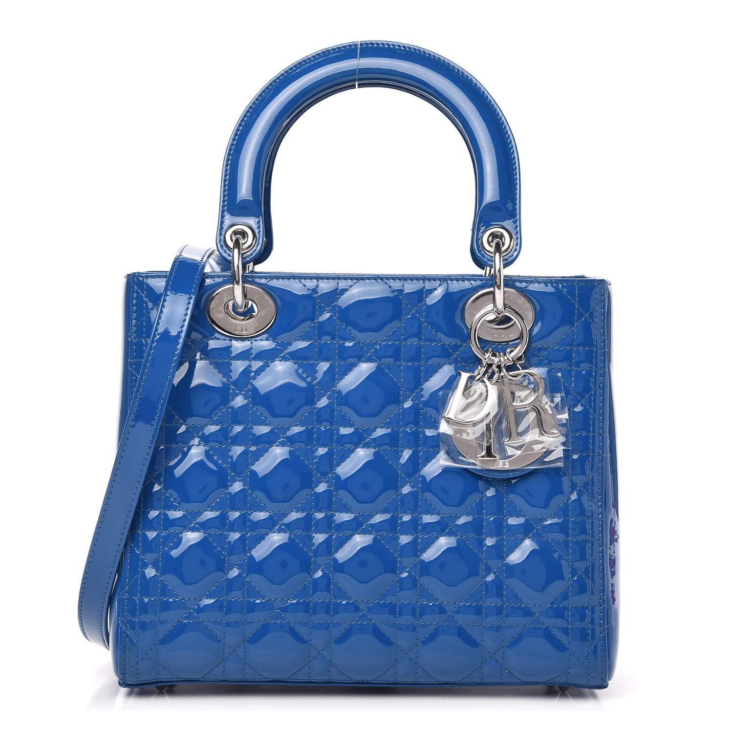 Christian Dior Patent Cannage Medium Lady Dior Blue 1 of 10