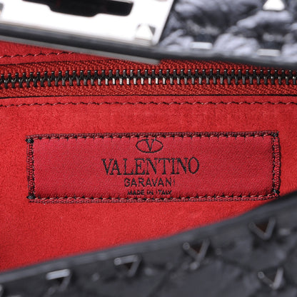 Valentino Garavani Craquele Nappa Rockstud Spike Wallet on Chain Black 6 of 6