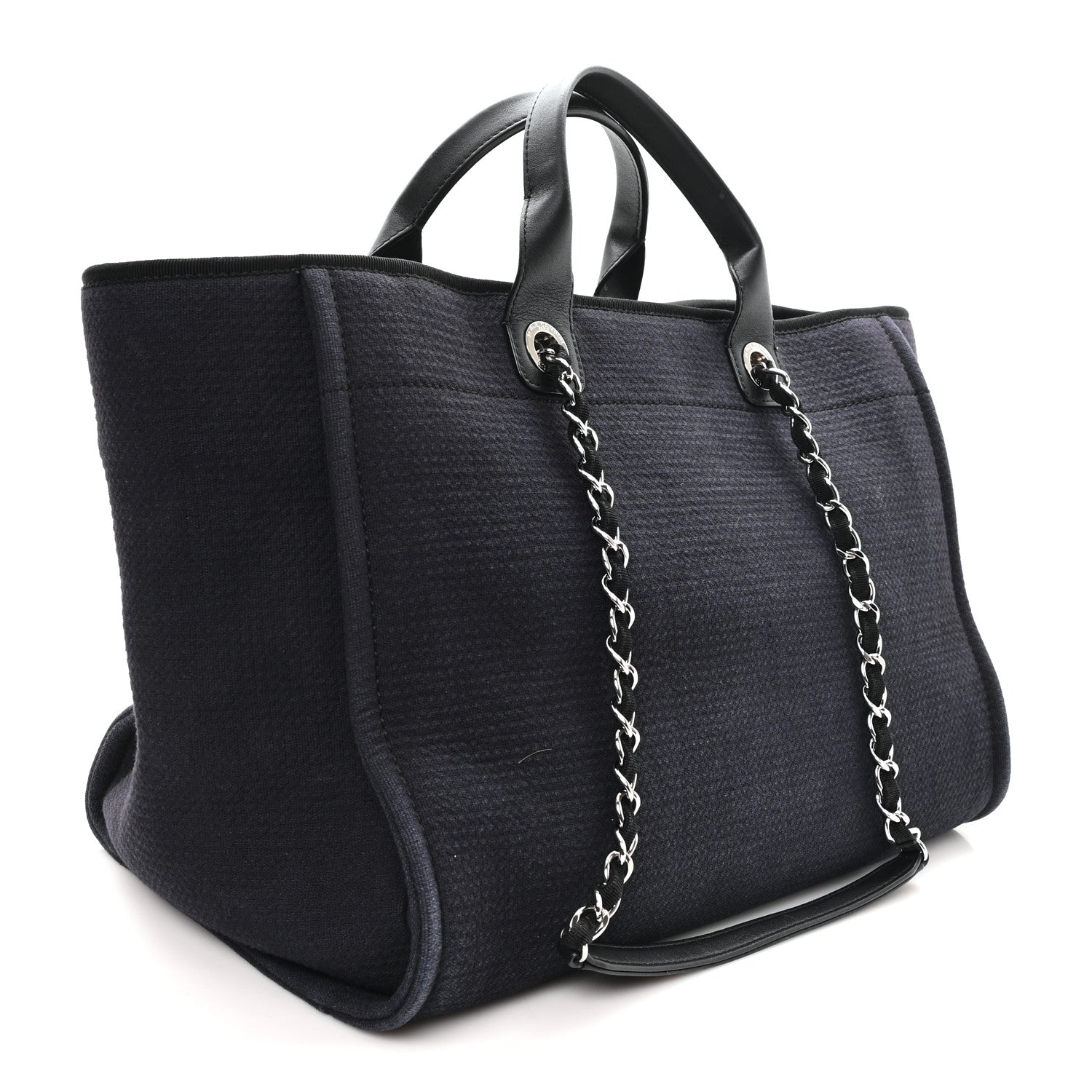 Chanel Mixed Fibers Medium Deauville Tote Navy Blue 4 of 12