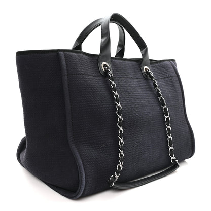 Chanel Mixed Fibers Medium Deauville Tote Navy Blue 4 of 12