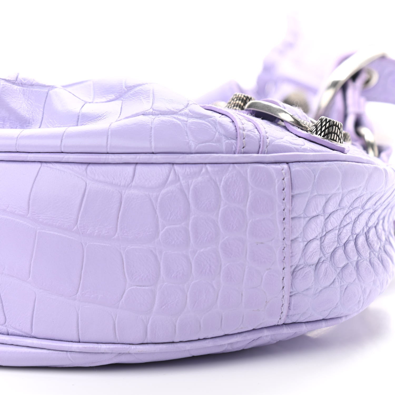 Balenciaga Extra Supple Calfskin Crocodile Embossed Le Cagole Shoulder Bag XS Lilac 10 of 10