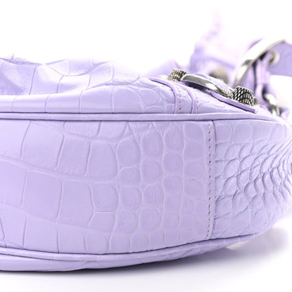 Balenciaga Extra Supple Calfskin Crocodile Embossed Le Cagole Shoulder Bag XS Lilac 10 of 10