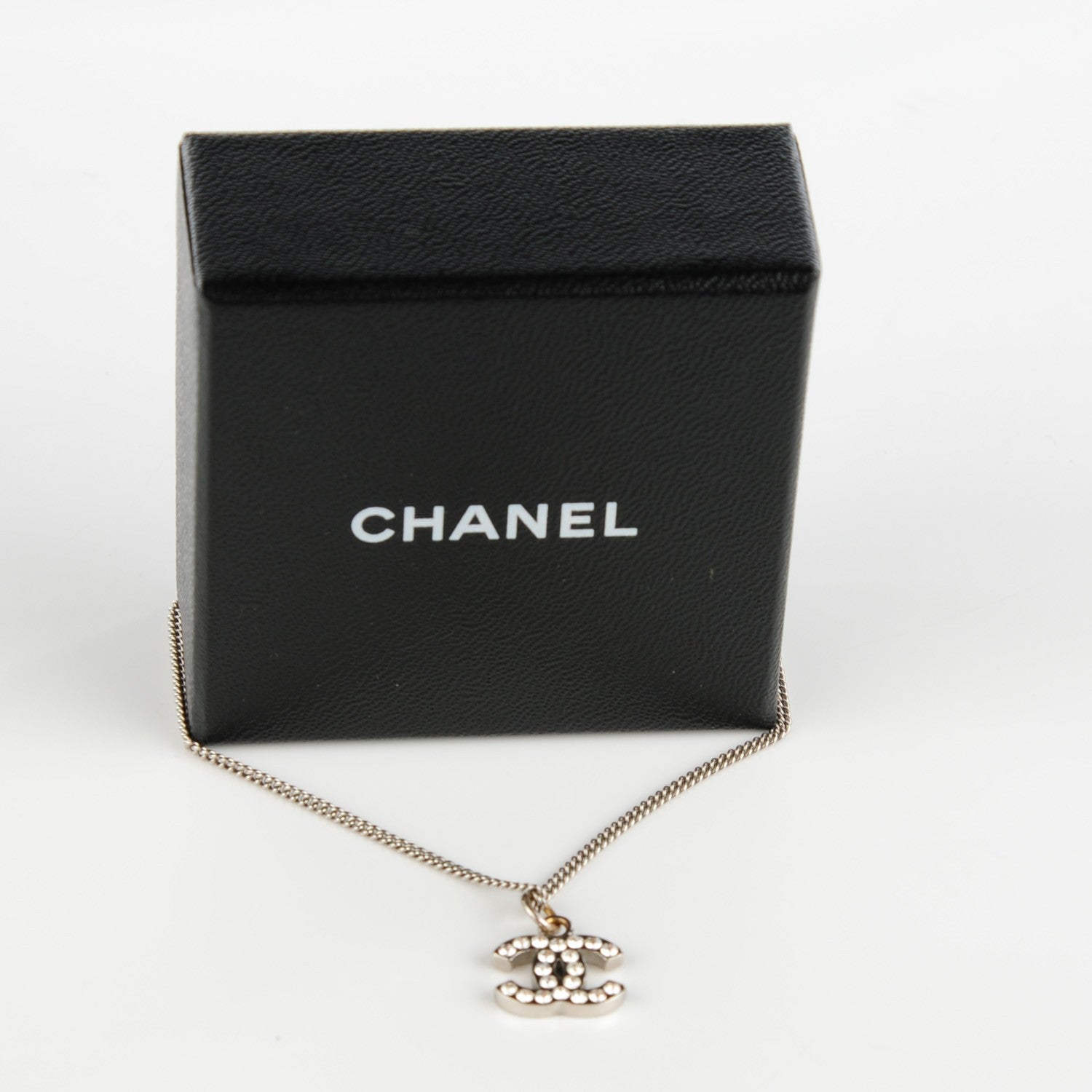 Chanel Crystal Timeless CC Necklace Silver 4 of 6