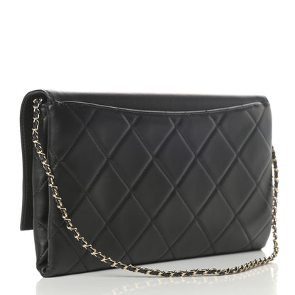 Chanel Lambskin Quilted Retro Label Clutch Black 3 of 12