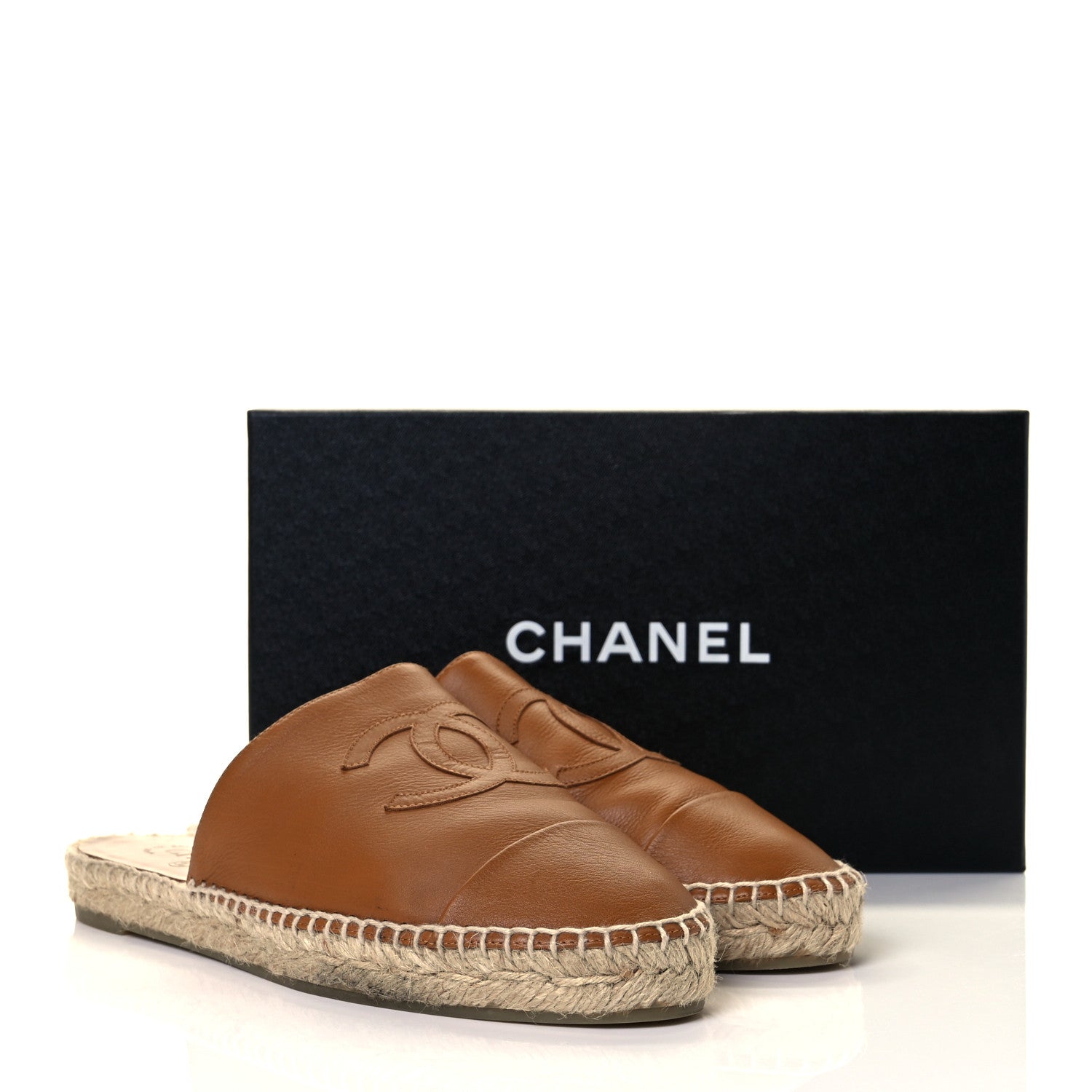 Chanel Calfskin CC Espadrille Mules 40 Light Brown 24 of 24