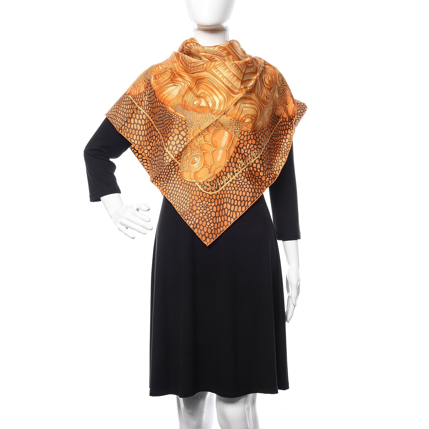 Hermes Silk De Madras A Zakynthos Scarf 90 Potiron Marron Beige Dore 2 of 6