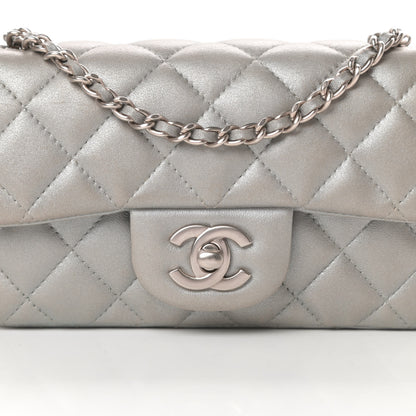 Chanel Metallic Lambskin Quilted Extra Mini Rectangular Flap Silver 8 of 14