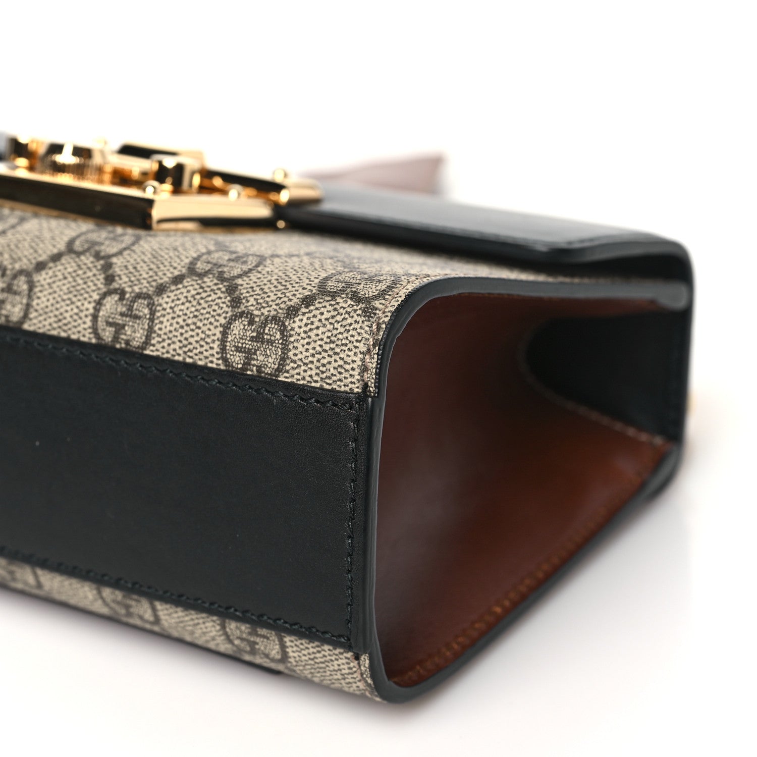 Gucci GG Supreme Monogram Calfskin Small Padlock Shoulder Bag Beige Black Cuir 10 of 10