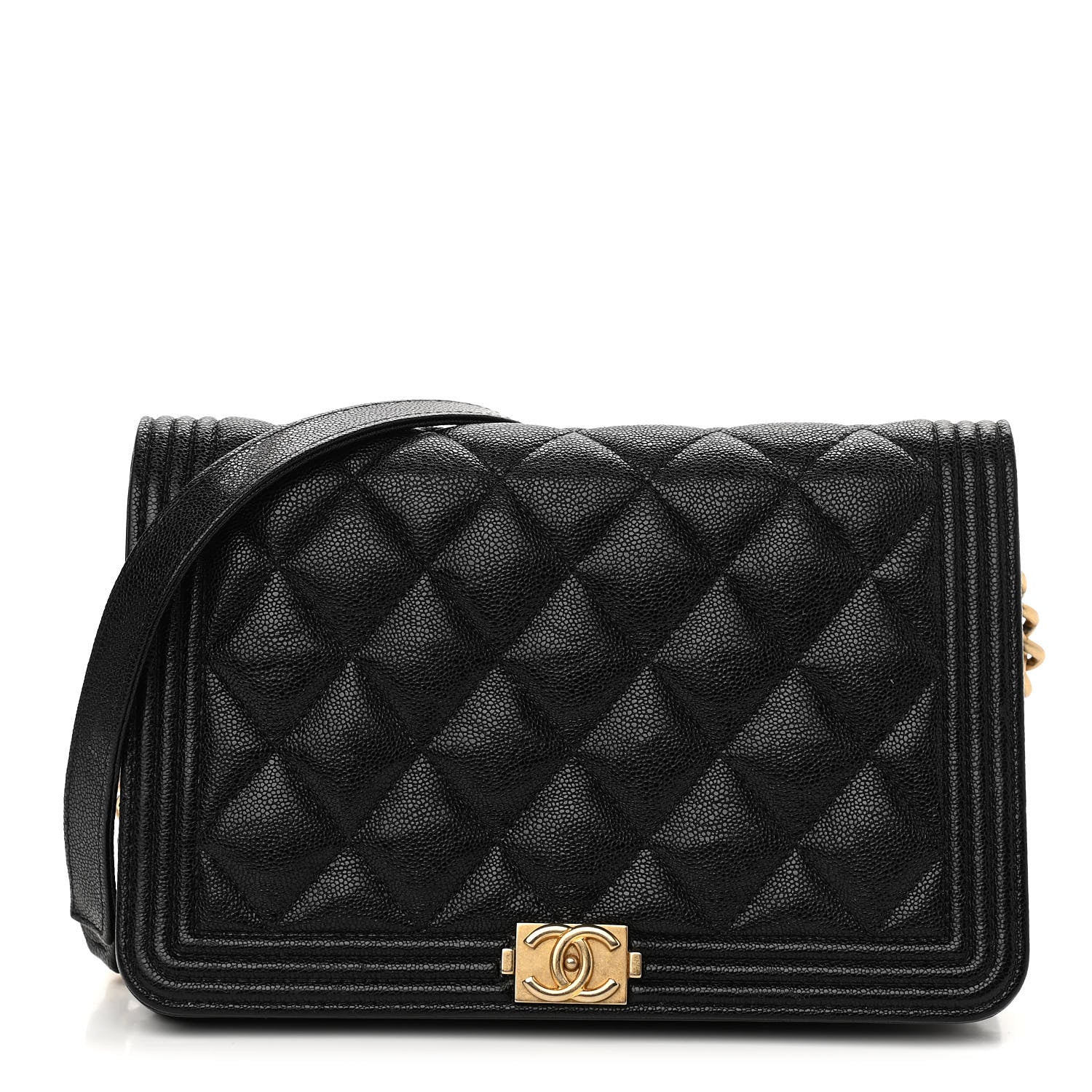 Chanel Caviar Quilted Boy Wallet On Chain WOC Black 1 of 13